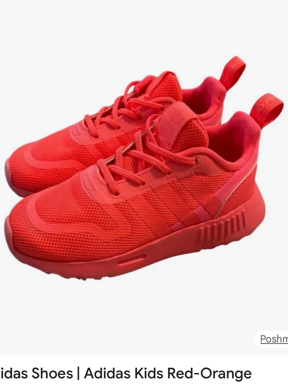 adidas Kids Bright Red Sneakers with Lace-Up Closure
